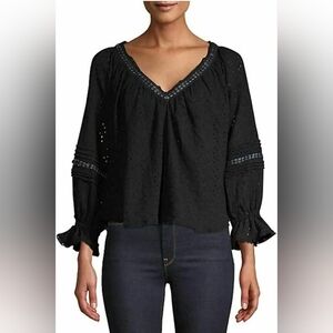 Free People Women’s Darcy Eyelet Blouse Black X-Small